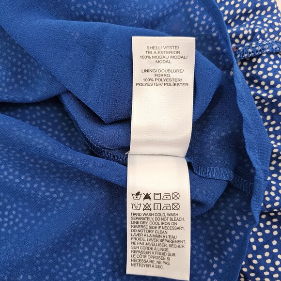 Lucky Brand Mila Women’s Wrap Front Blue Polka Dot Slip Lined Dress – Size Small - Picture 15 of 16
